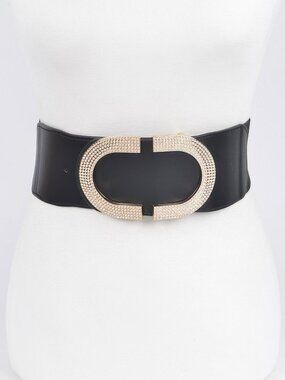 Rhinestone Buckle Stretch Belt